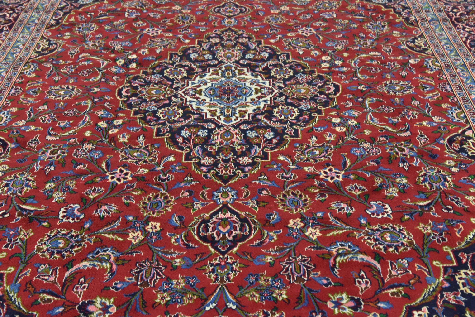 9' 5 x 13' 6 Hand Knotted Mashad Persian Wool Rug