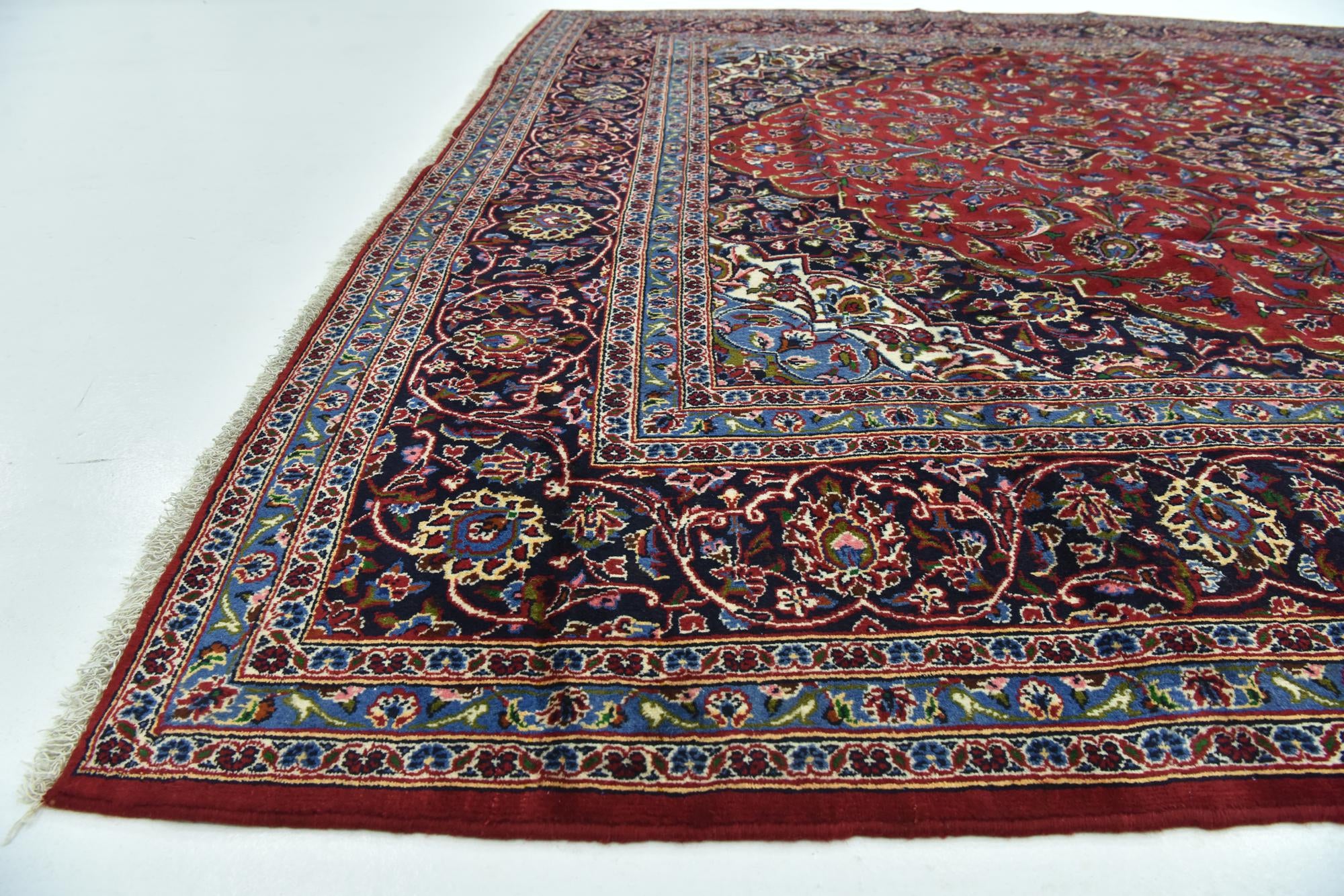 9' 5 x 13' 6 Hand Knotted Mashad Persian Wool Rug