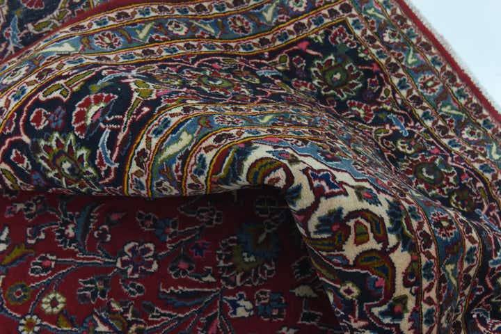 10' x 12' 9 Hand Knotted Mashad Persian Wool Rug