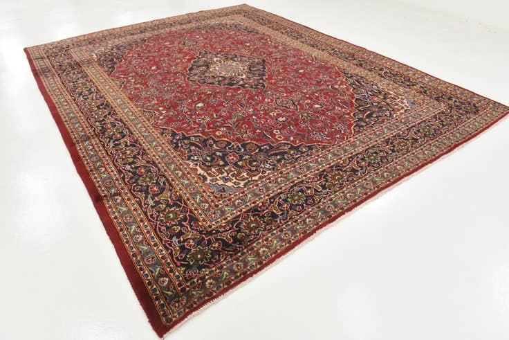 Detail image of 10' x 12' 9 Hand Knotted Mashad Persian Wool Rug