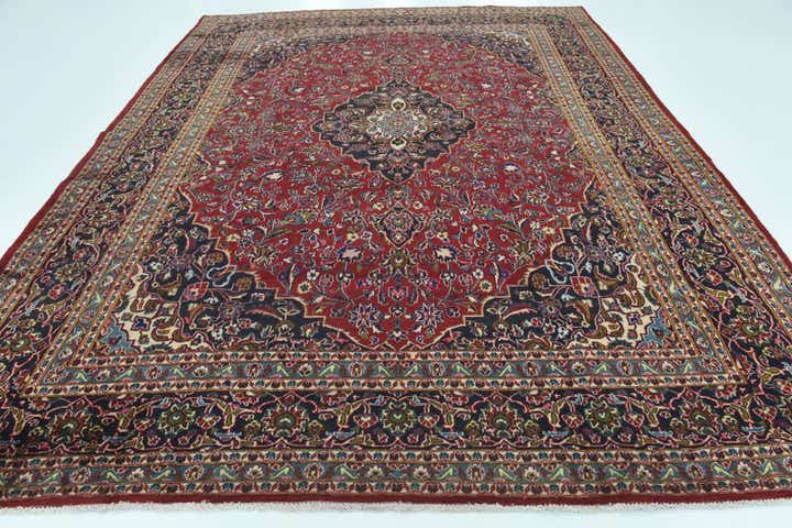 10' x 12' 9 Hand Knotted Mashad Persian Wool Rug
