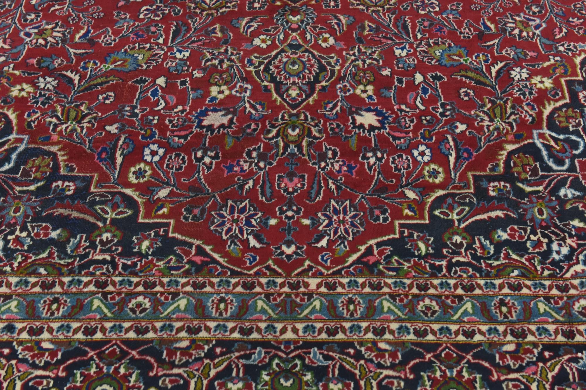 10' x 12' 9 Hand Knotted Mashad Persian Wool Rug