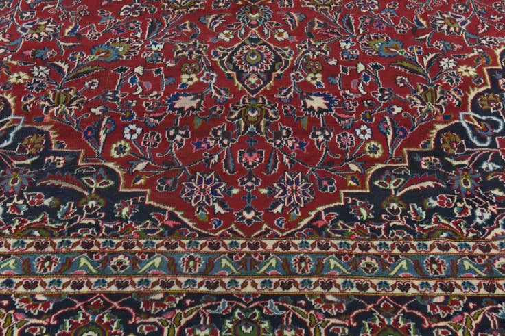 Detail image of 10' x 12' 9 Hand Knotted Mashad Persian Wool Rug