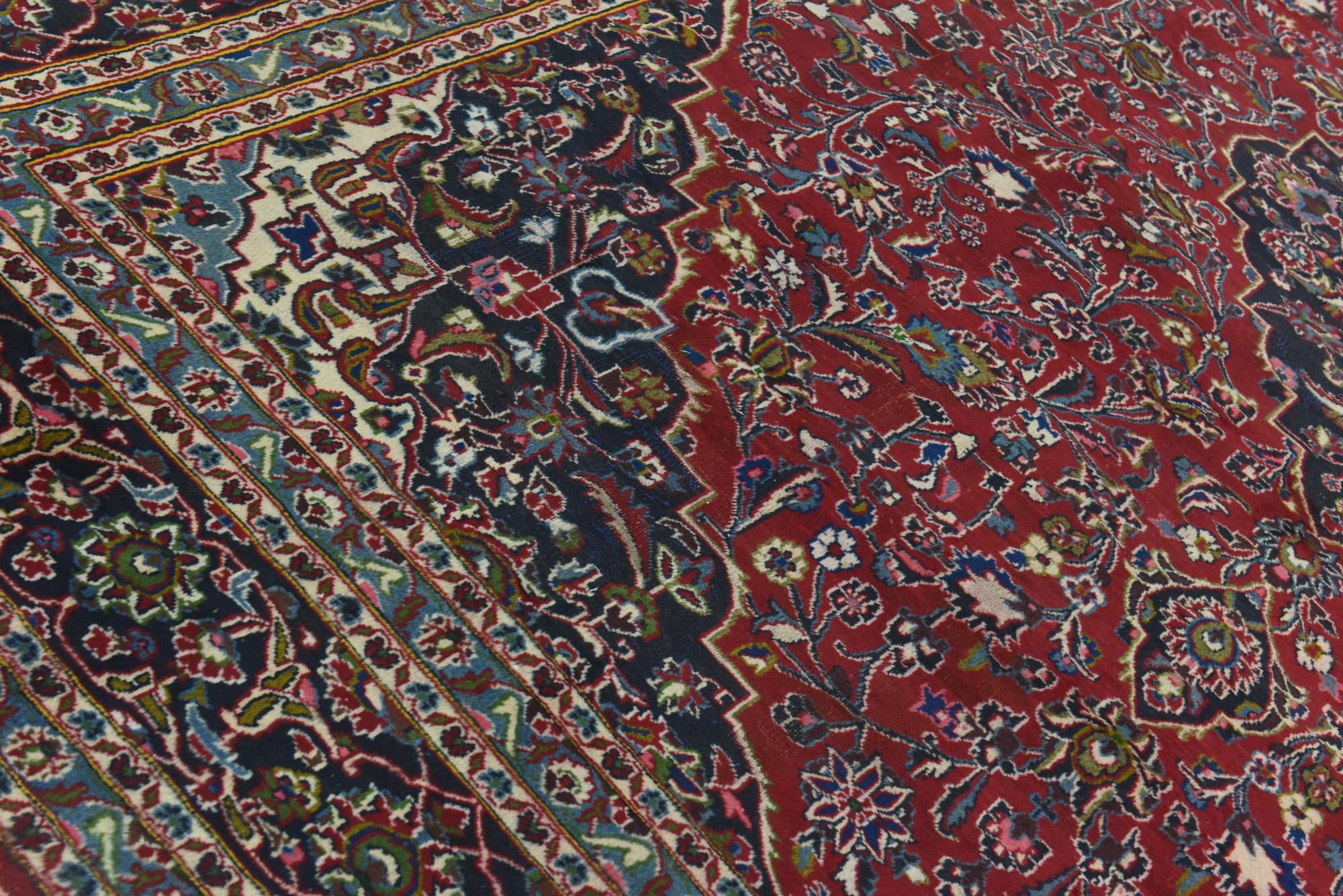 10' x 12' 9 Hand Knotted Mashad Persian Wool Rug