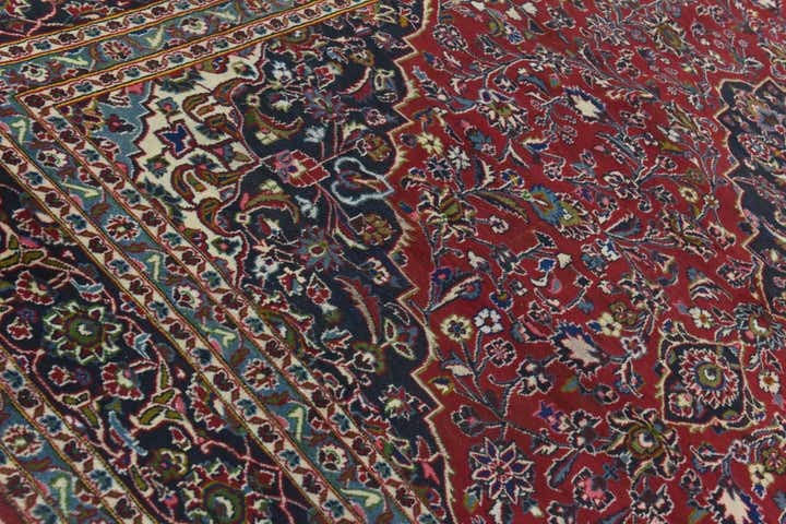 10' x 12' 9 Hand Knotted Mashad Persian Wool Rug