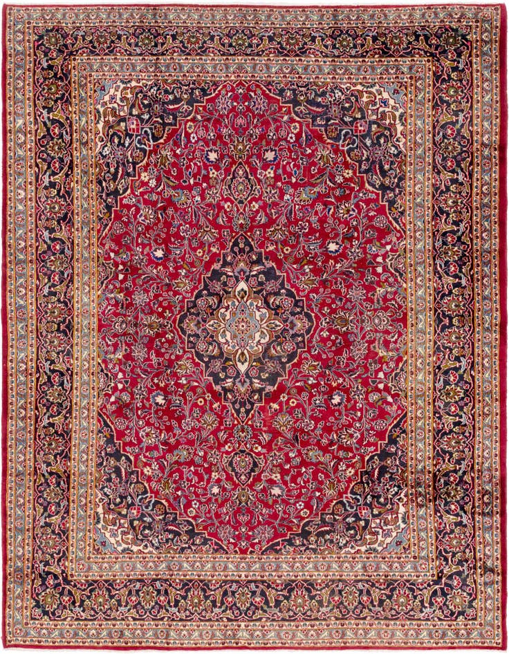 Detail image of 10' x 12' 9 Hand Knotted Mashad Persian Wool Rug