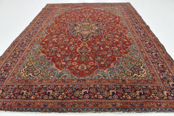 Detail image of 9' 8 x 12' 6 Hand Knotted Mashad Persian Wool Rug