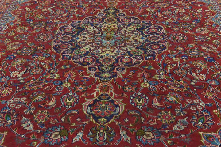 9' 8 x 12' 6 Hand Knotted Mashad Persian Wool Rug
