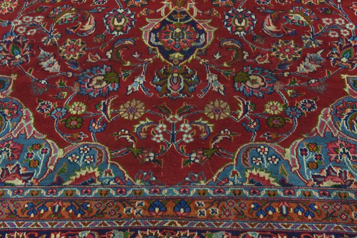Detail image of 9' 8 x 12' 6 Hand Knotted Mashad Persian Wool Rug