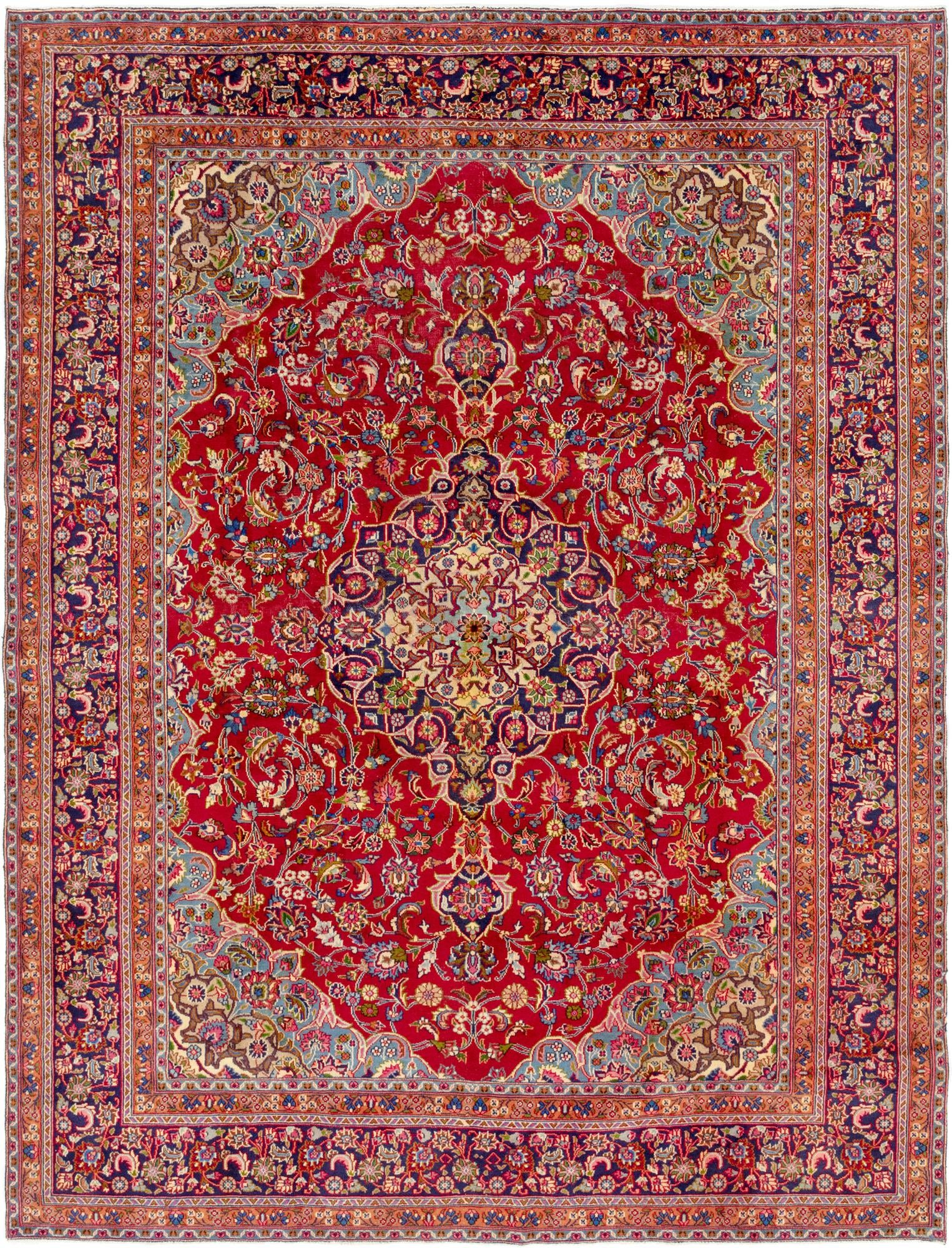 9' 8 x 12' 6 Hand Knotted Mashad Persian Wool Rug
