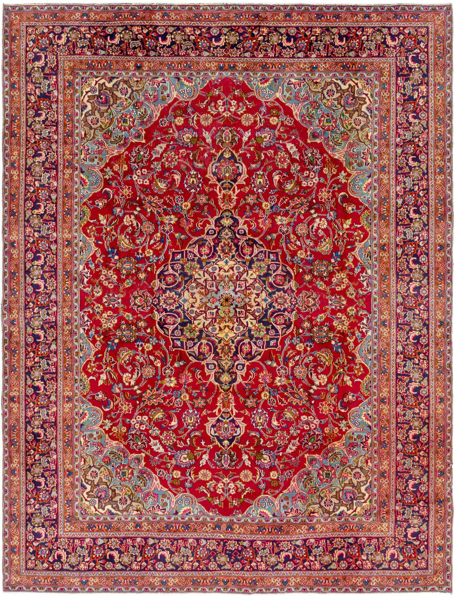 9' 8 x 12' 6 Hand Knotted Mashad Persian Wool Rug