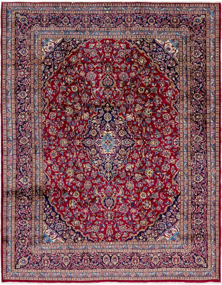 Detail image of 10' x 12' 9 Hand Knotted Mashad Persian Wool Rug