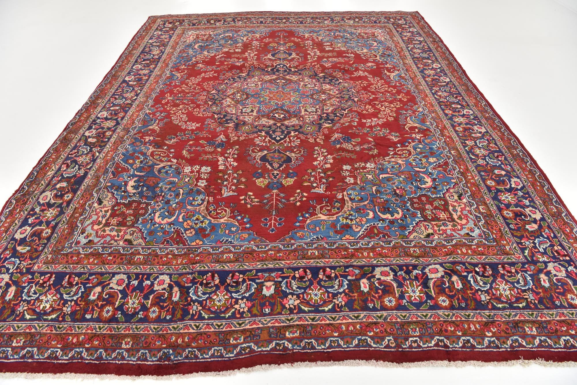 9' 9 x 12' 9 Hand Knotted Mashad Persian Wool Rug