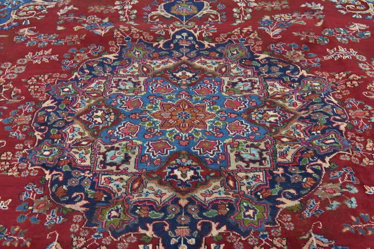 Detail image of 9' 9 x 12' 9 Hand Knotted Mashad Persian Wool Rug