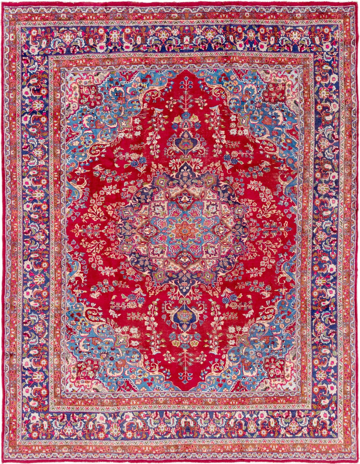9' 9 x 12' 9 Hand Knotted Mashad Persian Wool Rug