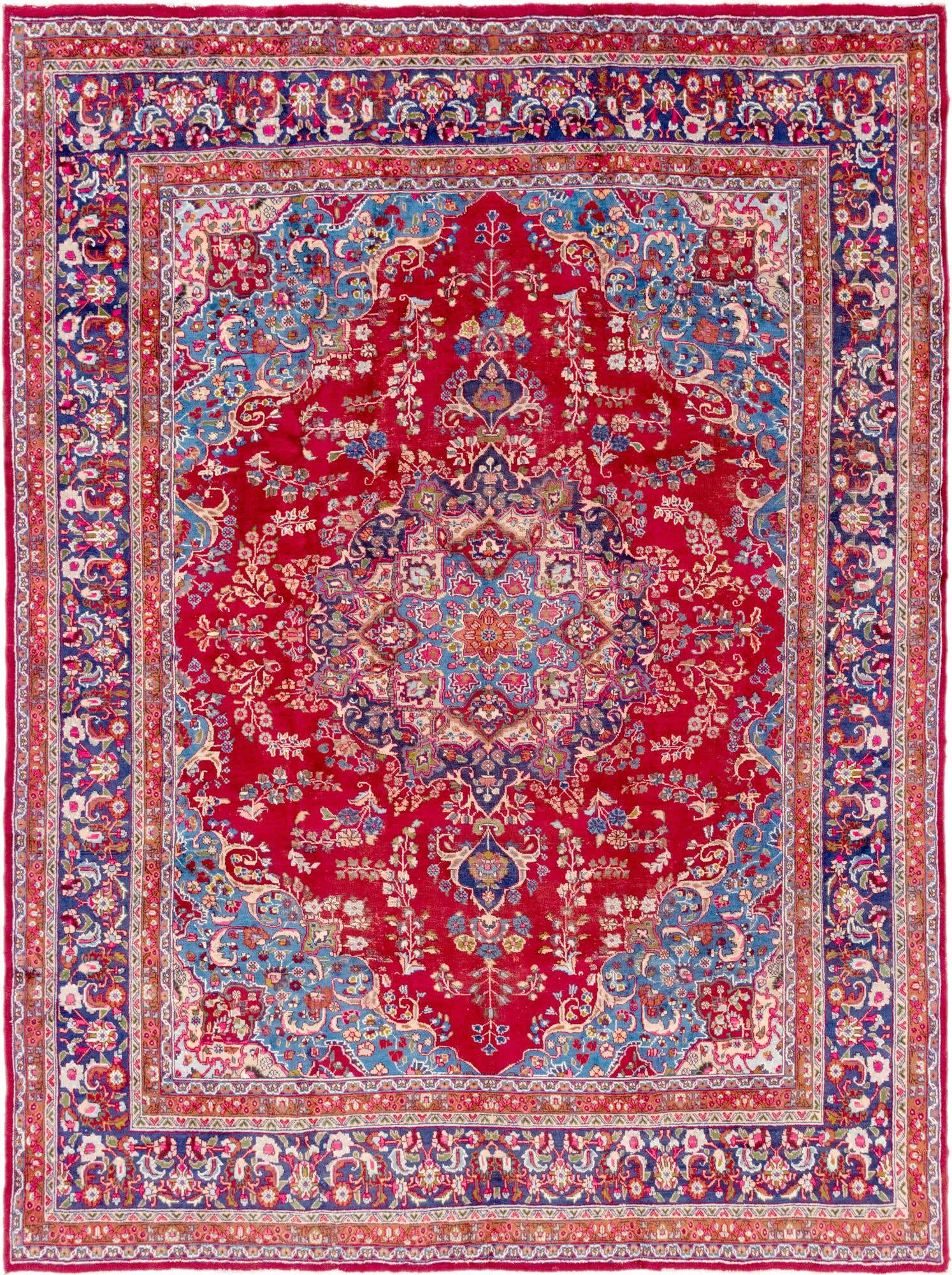 9' 9 x 12' 9 Hand Knotted Mashad Persian Wool Rug