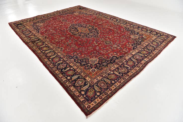 Detail image of 9' 7 x 13' 3 Hand Knotted Mashad Persian Wool Rug