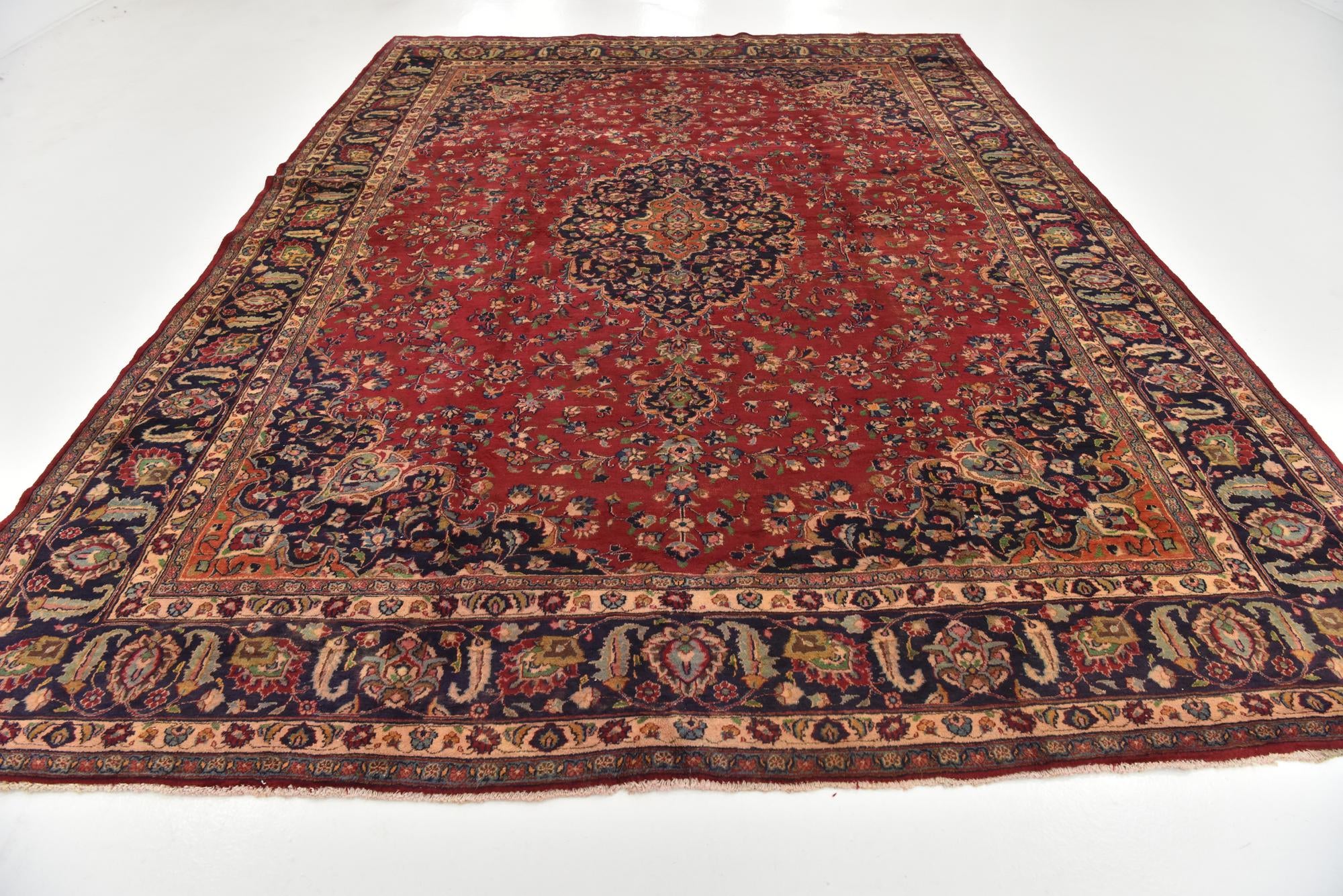 9' 7 x 13' 3 Hand Knotted Mashad Persian Wool Rug