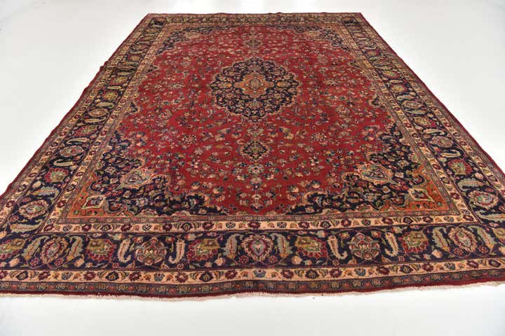 9' 7 x 13' 3 Hand Knotted Mashad Persian Wool Rug