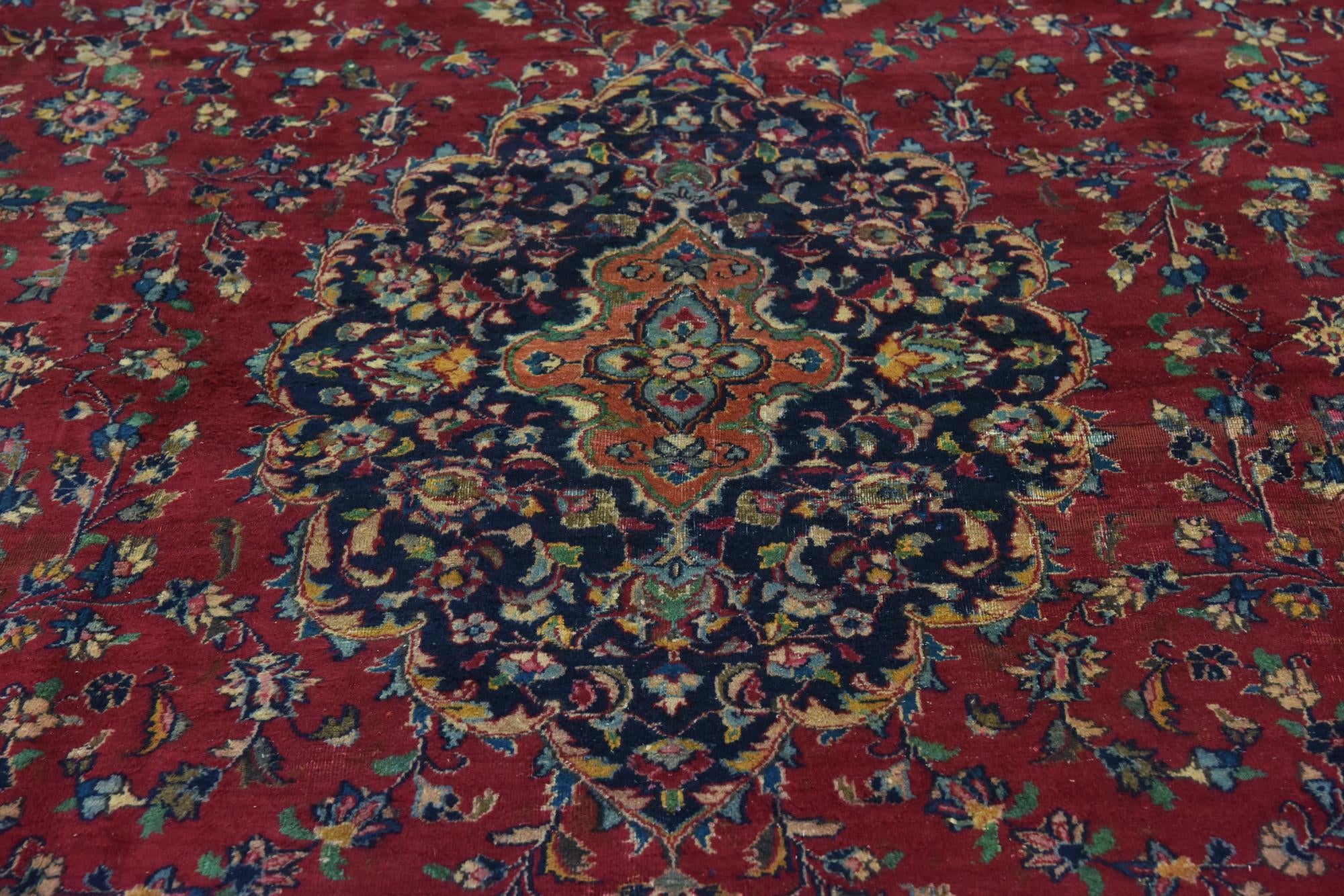 9' 7 x 13' 3 Hand Knotted Mashad Persian Wool Rug