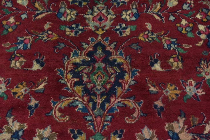 Detail image of 9' 7 x 13' 3 Hand Knotted Mashad Persian Wool Rug