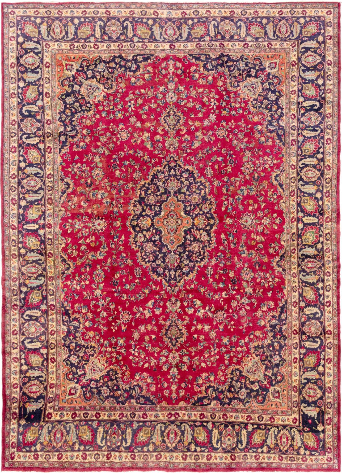 9' 7 x 13' 3 Hand Knotted Mashad Persian Wool Rug