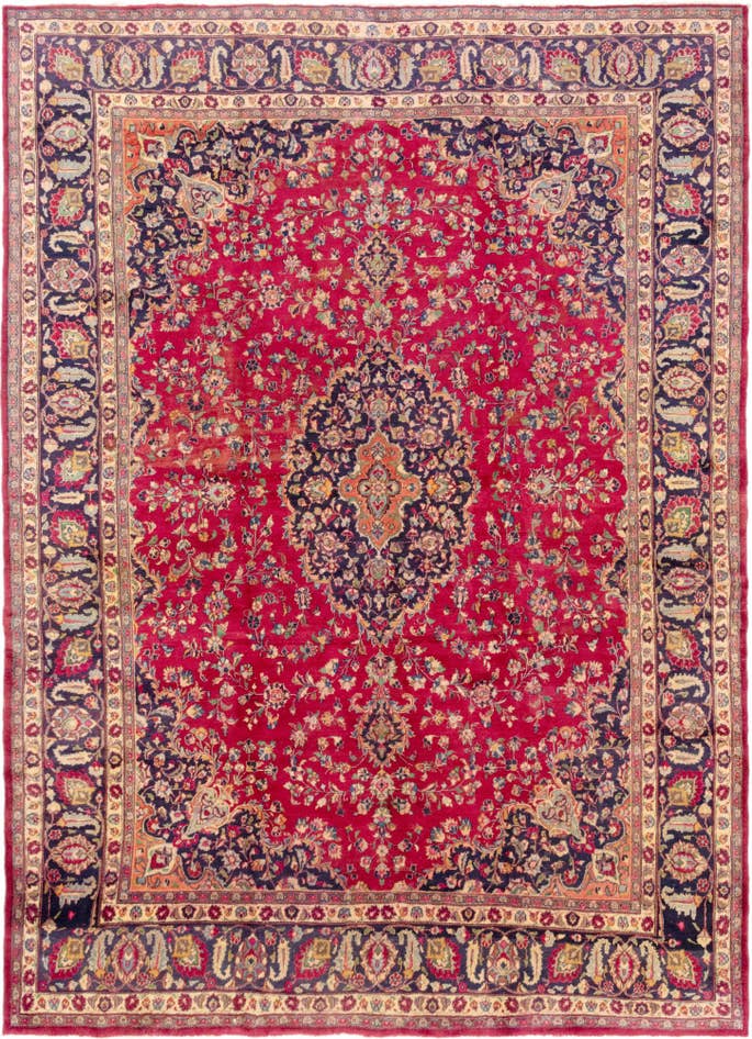 Detail image of 9' 7 x 13' 3 Hand Knotted Mashad Persian Wool Rug