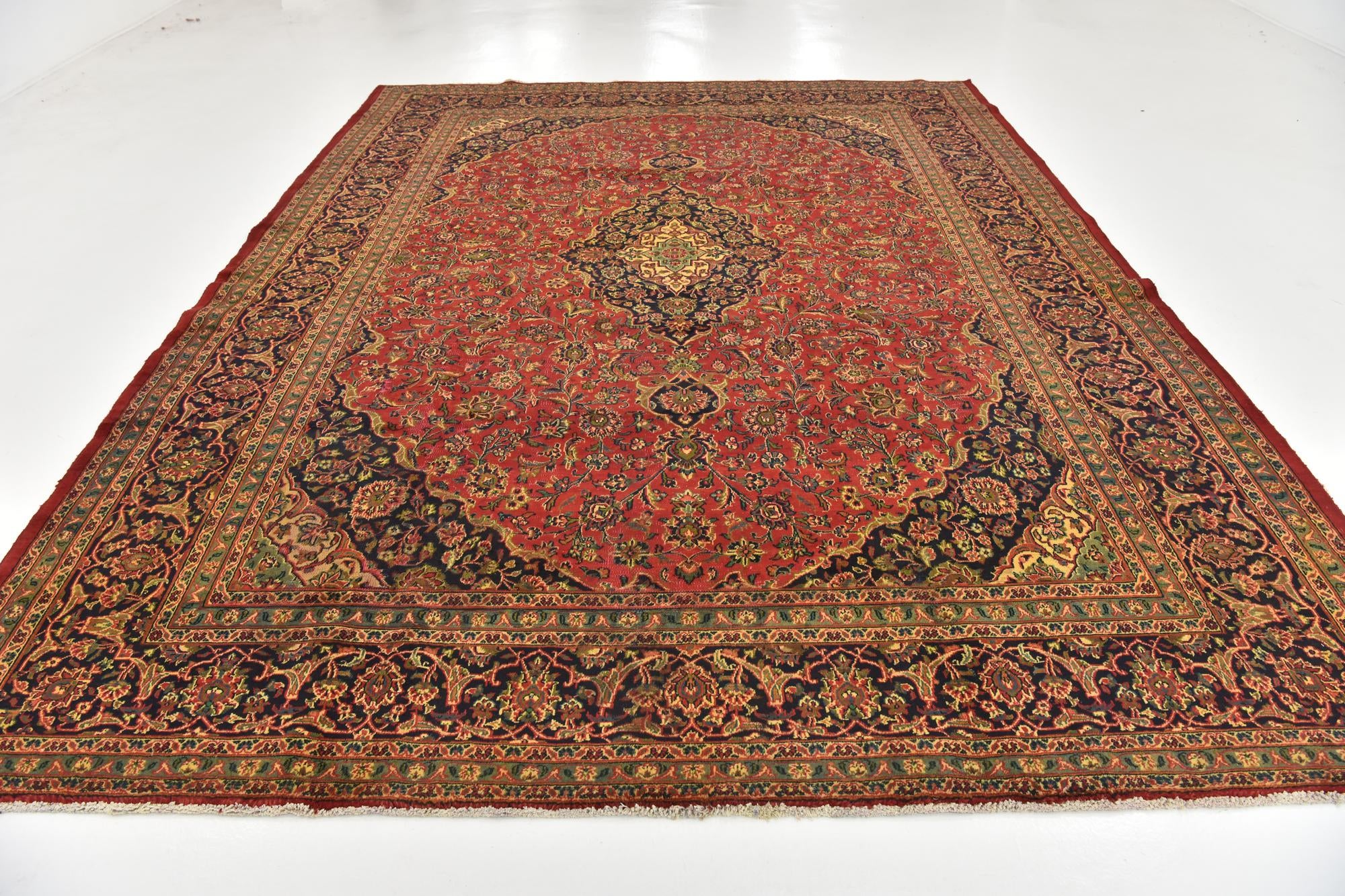 9' 9 x 12' 10 Hand Knotted Mashad Persian Wool Rug