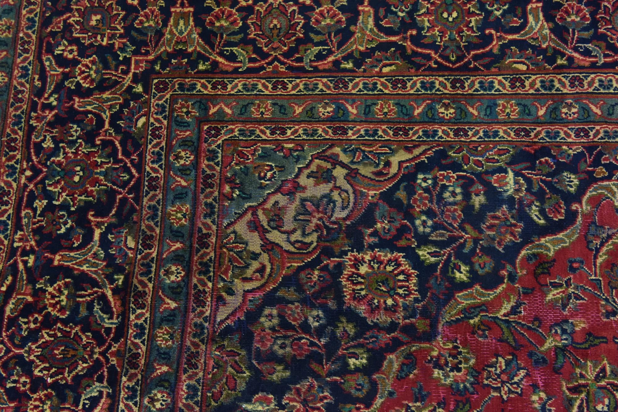 9' 9 x 12' 10 Hand Knotted Mashad Persian Wool Rug