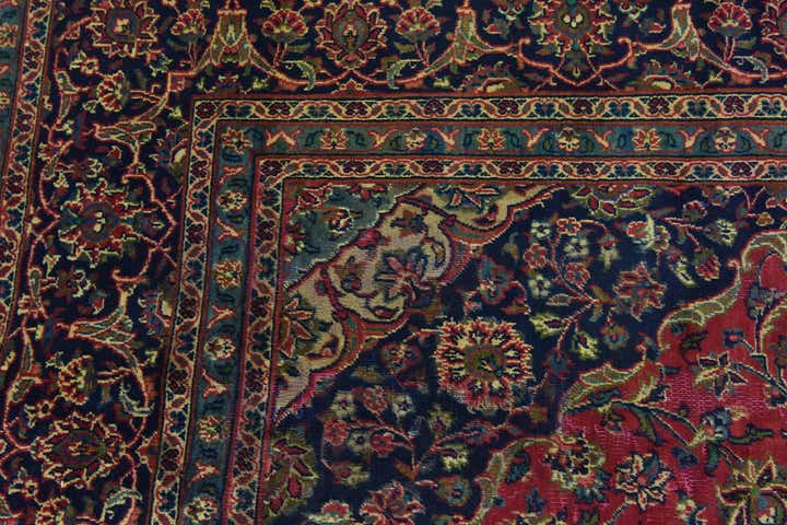 9' 9 x 12' 10 Hand Knotted Mashad Persian Wool Rug