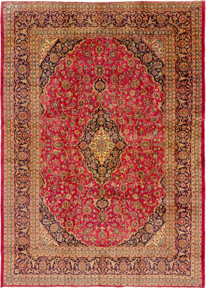 9' 9 x 12' 10 Hand Knotted Mashad Persian Wool Rug