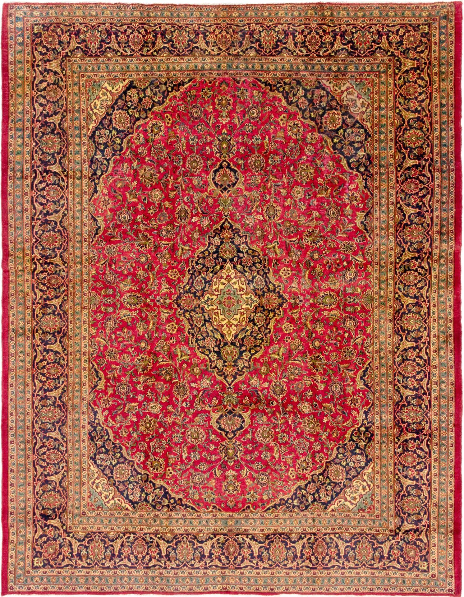 9' 9 x 12' 10 Hand Knotted Mashad Persian Wool Rug