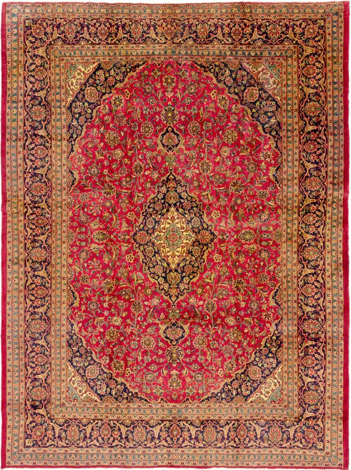 9' 9 x 12' 10 Hand Knotted Mashad Persian Wool Rug