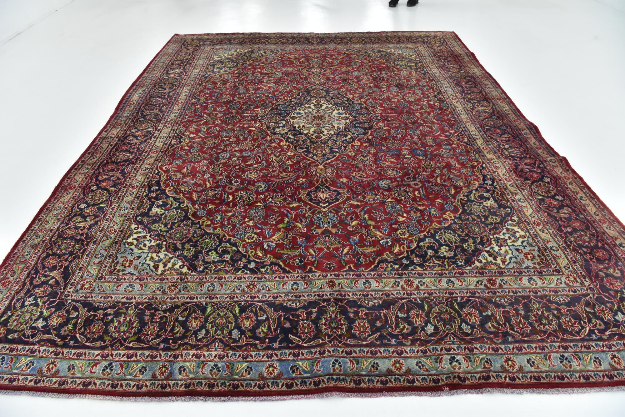 9' 7 x 12' 6 Hand Knotted Mashad Persian Wool Rug