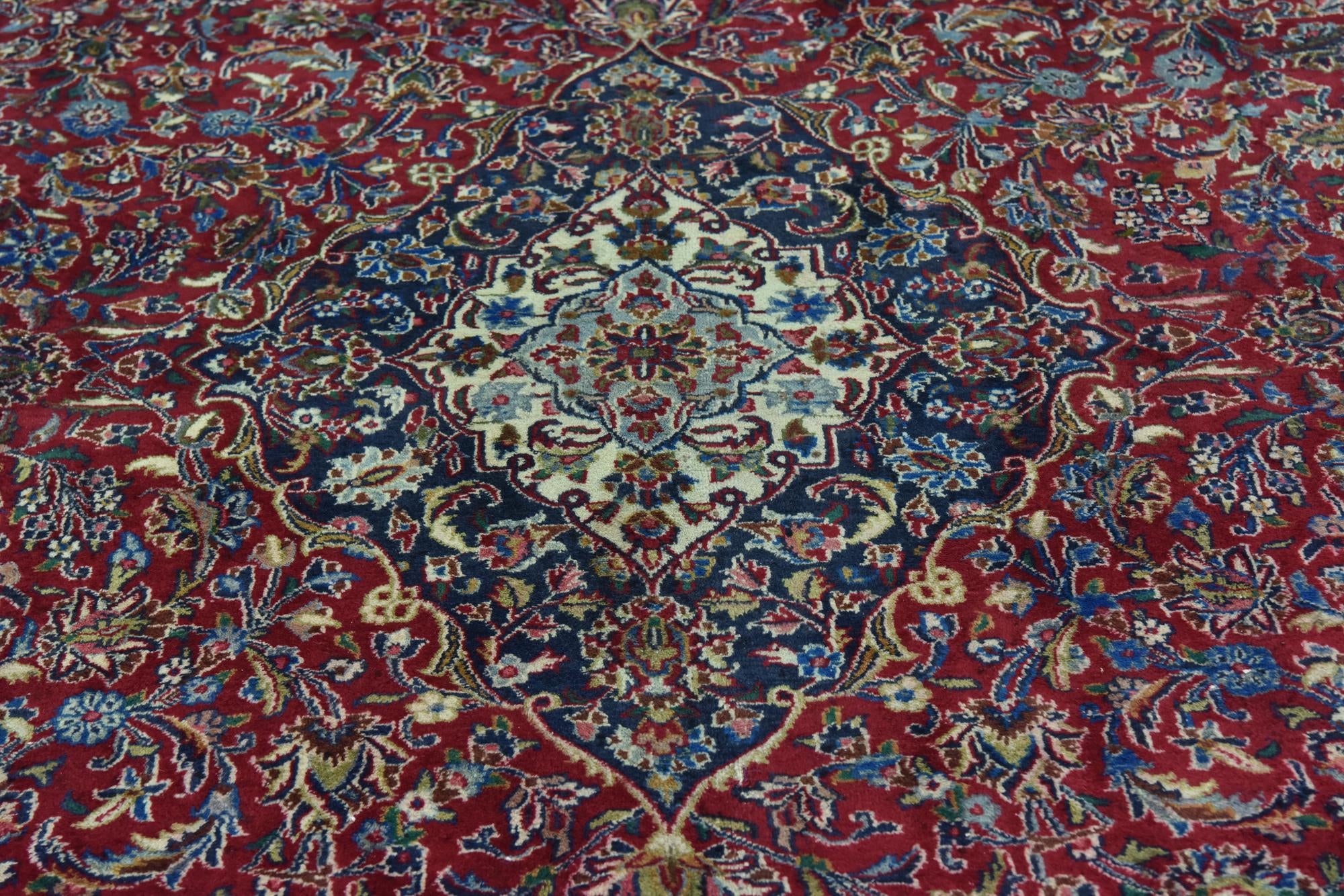 9' 7 x 12' 6 Hand Knotted Mashad Persian Wool Rug