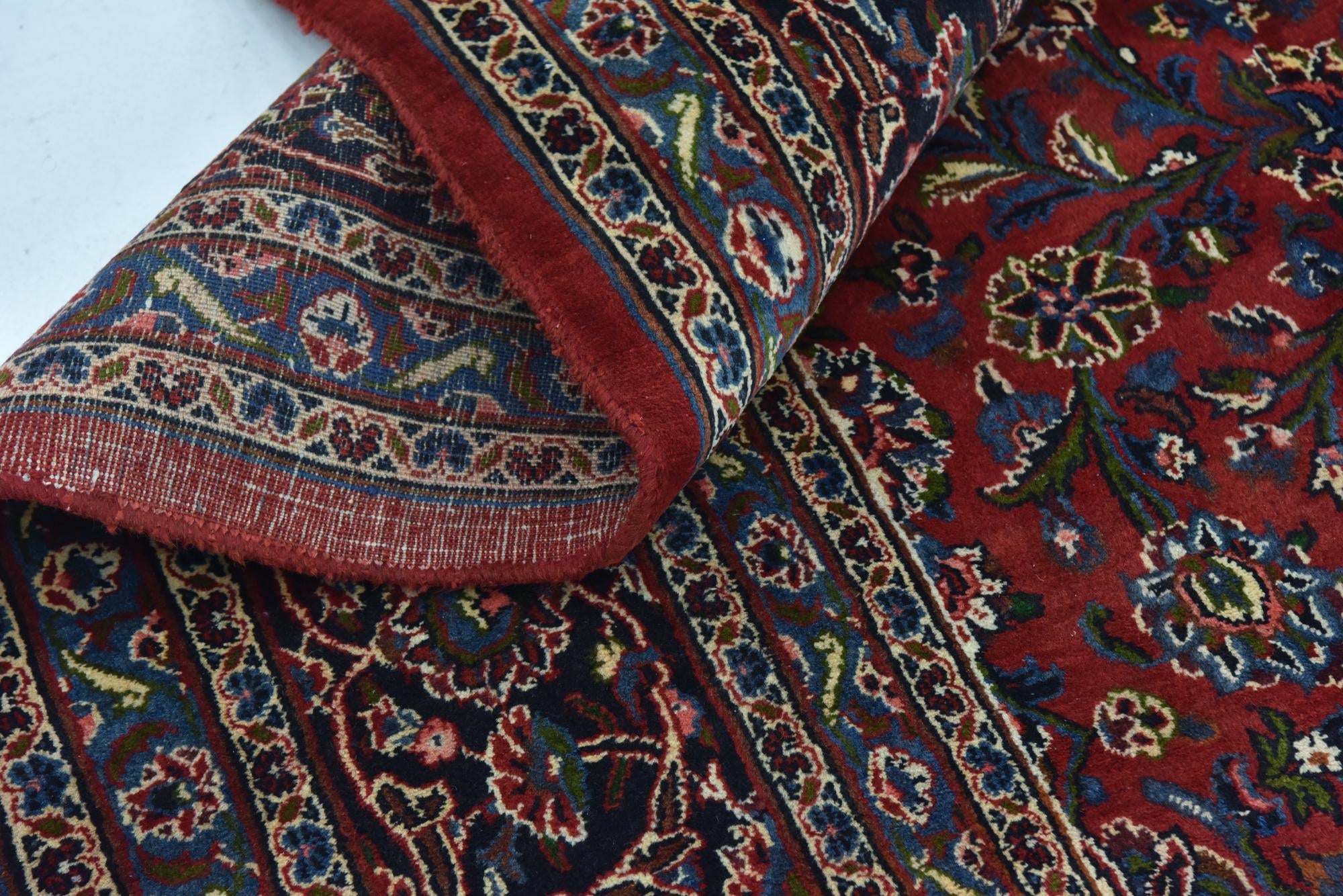 9' 6 x 12' 10 Hand Knotted Mashad Persian Wool Rug