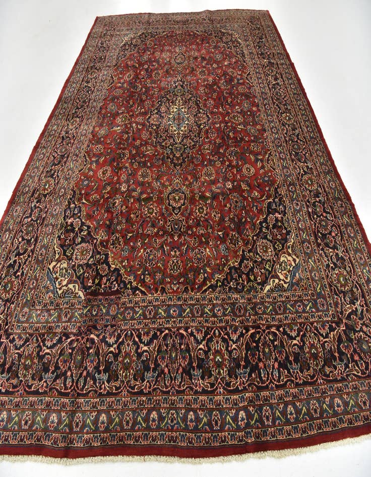 Detail image of 9' 6 x 12' 10 Hand Knotted Mashad Persian Wool Rug