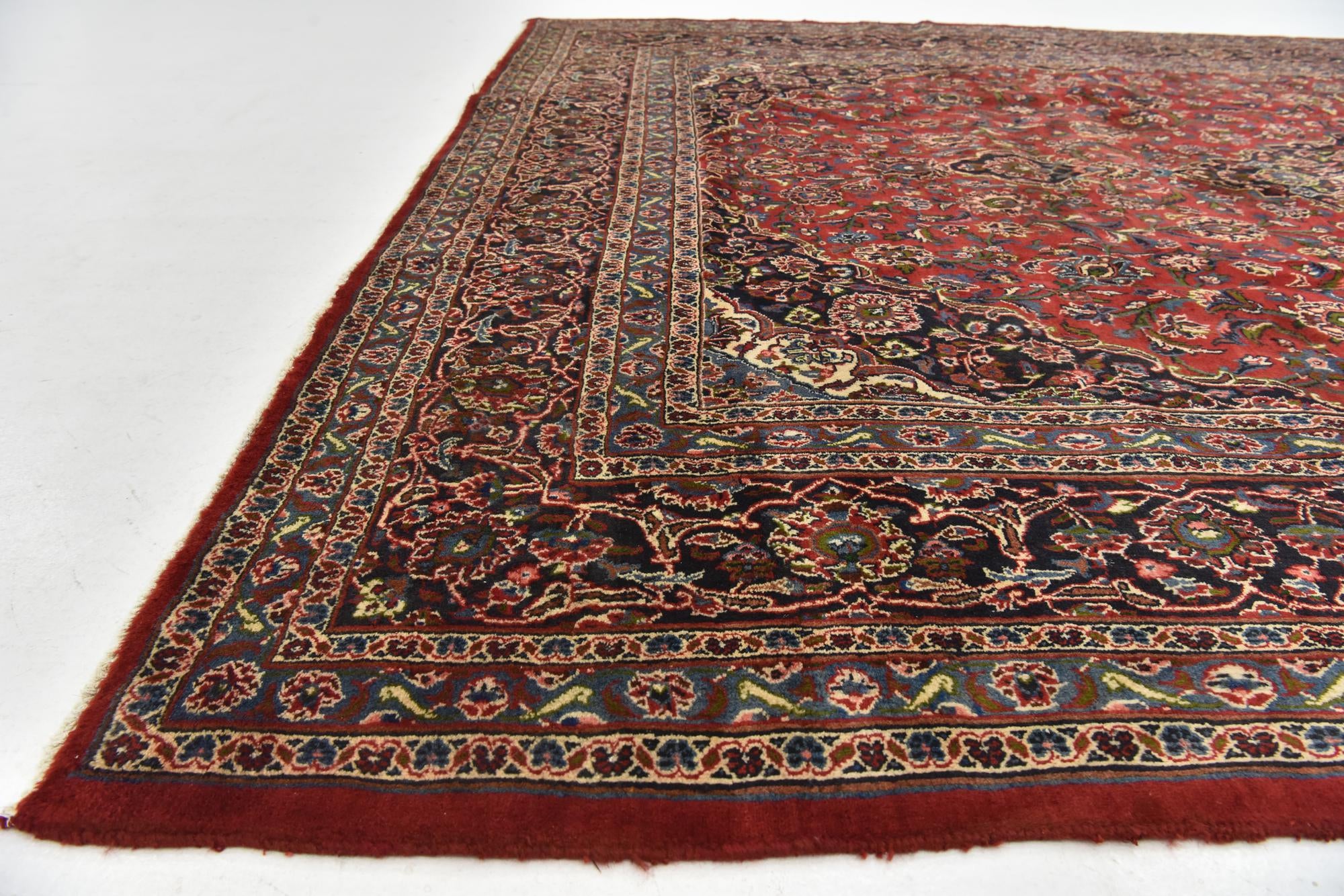 9' 6 x 12' 10 Hand Knotted Mashad Persian Wool Rug