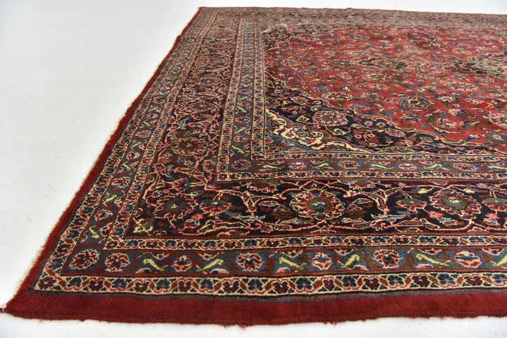 9' 6 x 12' 10 Hand Knotted Mashad Persian Wool Rug