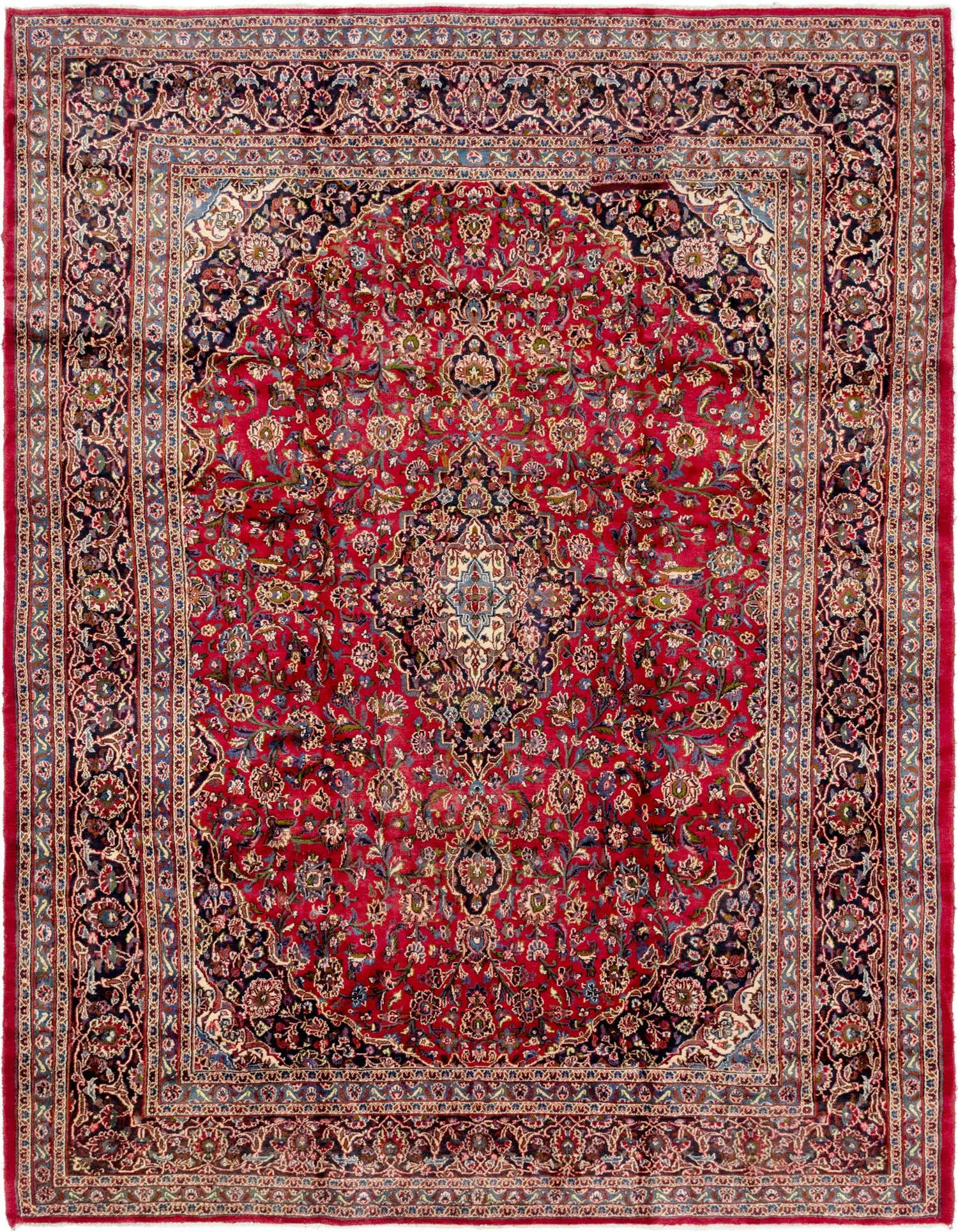 9' 6 x 12' 10 Hand Knotted Mashad Persian Wool Rug