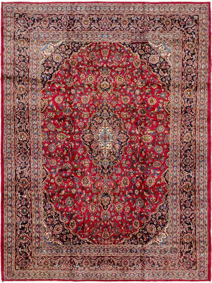 9' 6 x 12' 10 Hand Knotted Mashad Persian Wool Rug