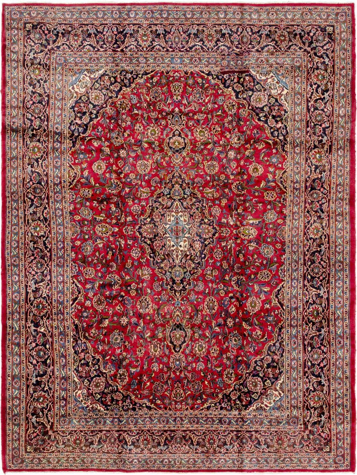 Detail image of 9' 6 x 12' 10 Hand Knotted Mashad Persian Wool Rug