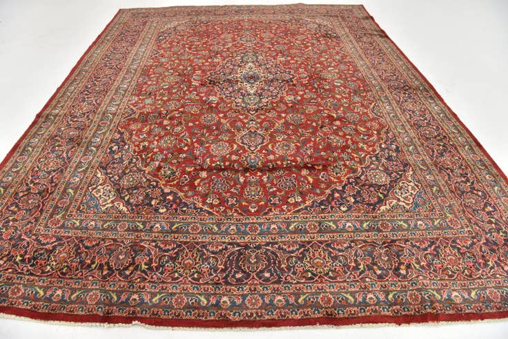 Detail image of 9' 8 x 12' 10 Hand Knotted Mashad Persian Wool Rug