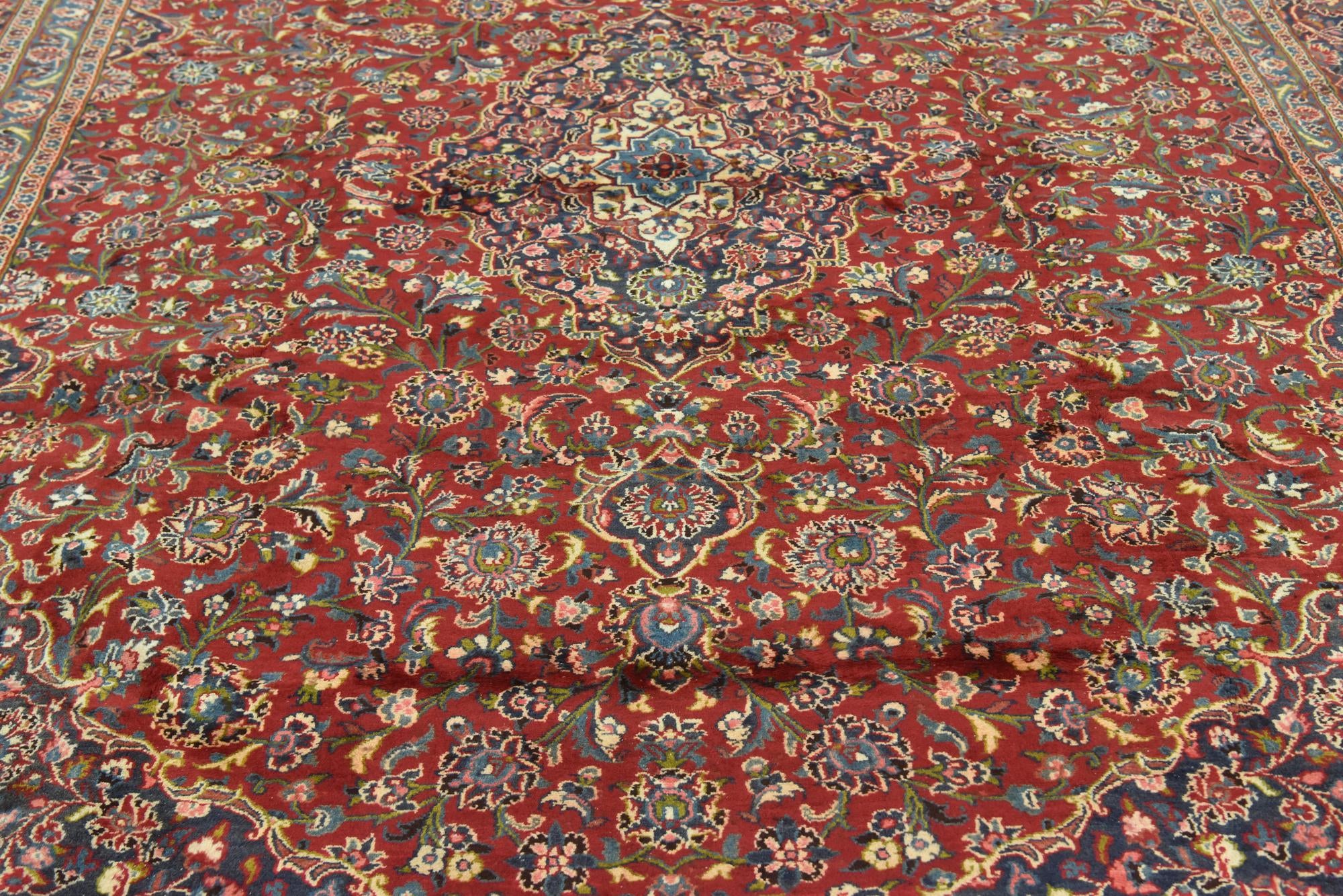 9' 8 x 12' 10 Hand Knotted Mashad Persian Wool Rug
