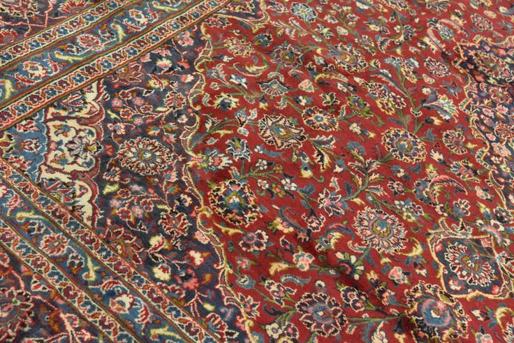 Detail image of 9' 8 x 12' 10 Hand Knotted Mashad Persian Wool Rug