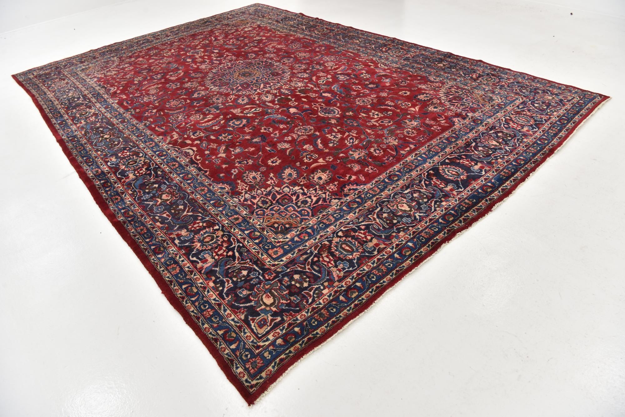 9' 8 x 13' 4 Hand Knotted Mashad Persian Wool Rug