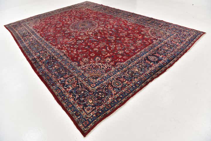9' 8 x 13' 4 Hand Knotted Mashad Persian Wool Rug