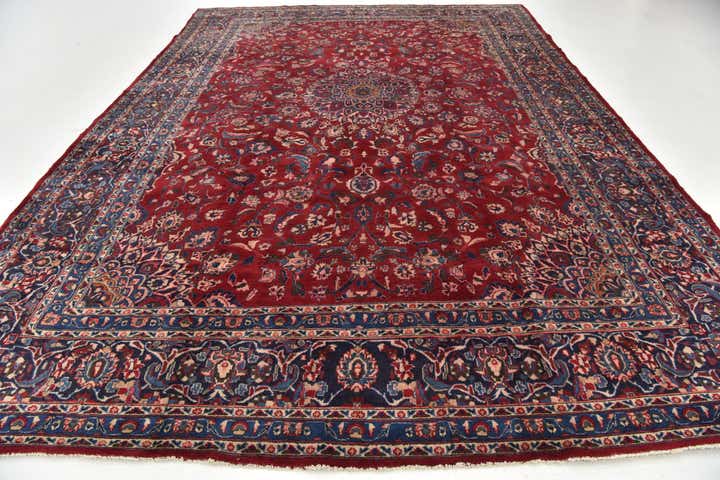 9' 8 x 13' 4 Hand Knotted Mashad Persian Wool Rug