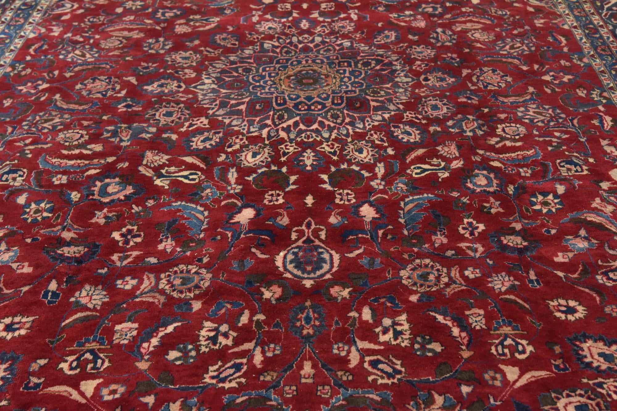9' 8 x 13' 4 Hand Knotted Mashad Persian Wool Rug