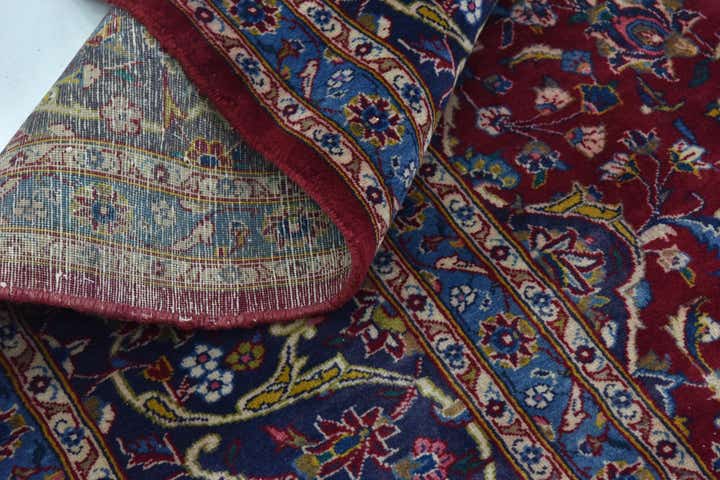 9' 7 x 12' 10 Hand Knotted Mashad Persian Wool Rug